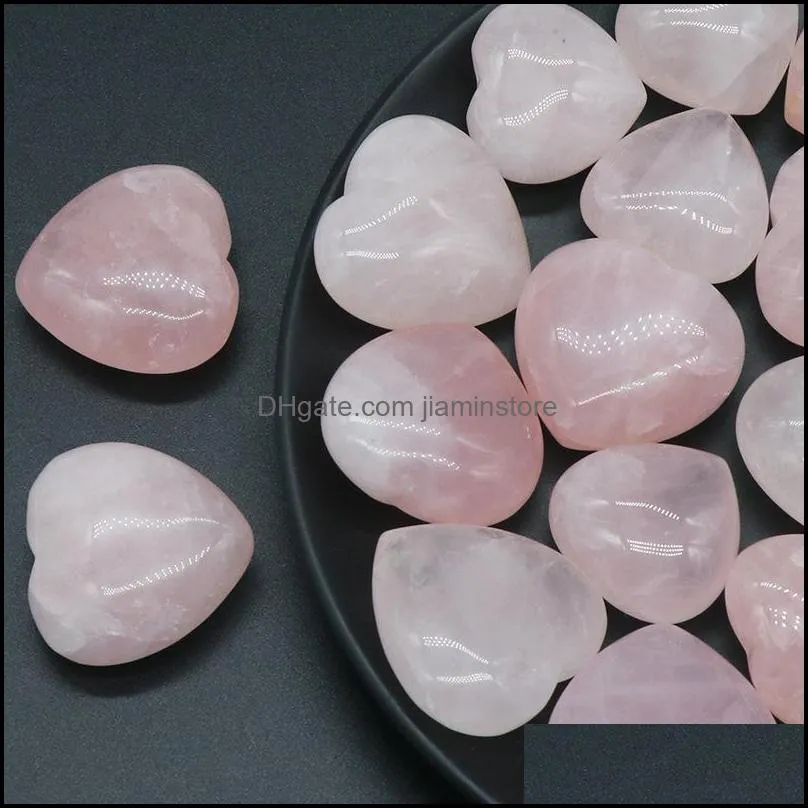 Камень 25 мм 30 мм розовый кварц Сердце Камень Натуральный целительный розовый хрустальный талисман MAS Accessy Hand Piece Gemstone Reiki Dhseller2010 DHMDX