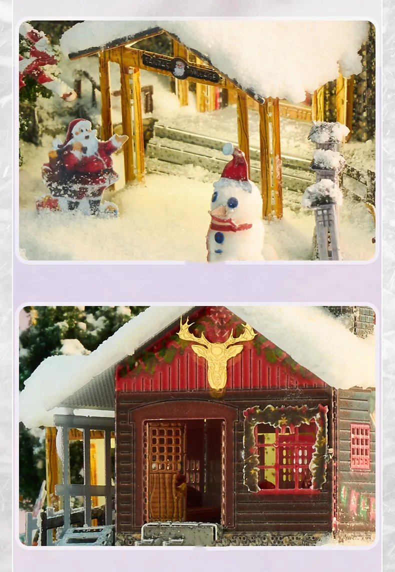 DIY 3D Metal Miniature Town Model Kits With Santa Claus Dollhouse And