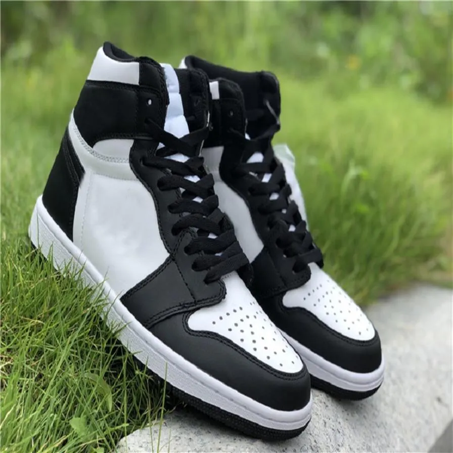 2021 555088-010 Top Layer Leather Basketball Shoe OG High Jumpman Black White Panda Toe 1 1S Mens Sports Size 36-47 5213N