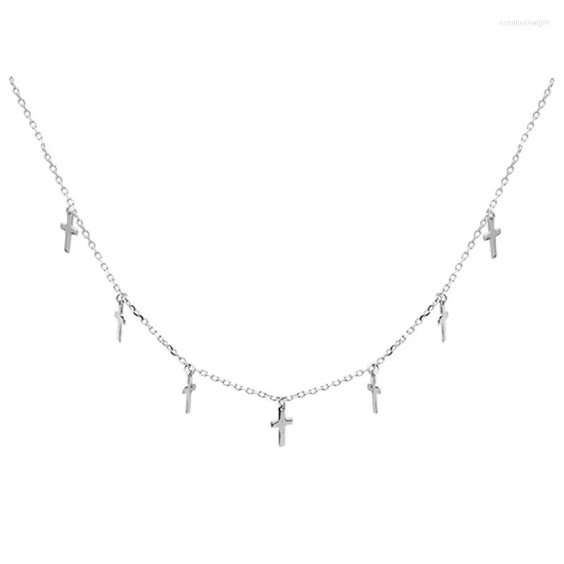 Kedjor Silver Color Tassel Cross Pendent Halsband f￶r kvinnor Girls Clavicle Chain Party Jewelry Accessories DZ361