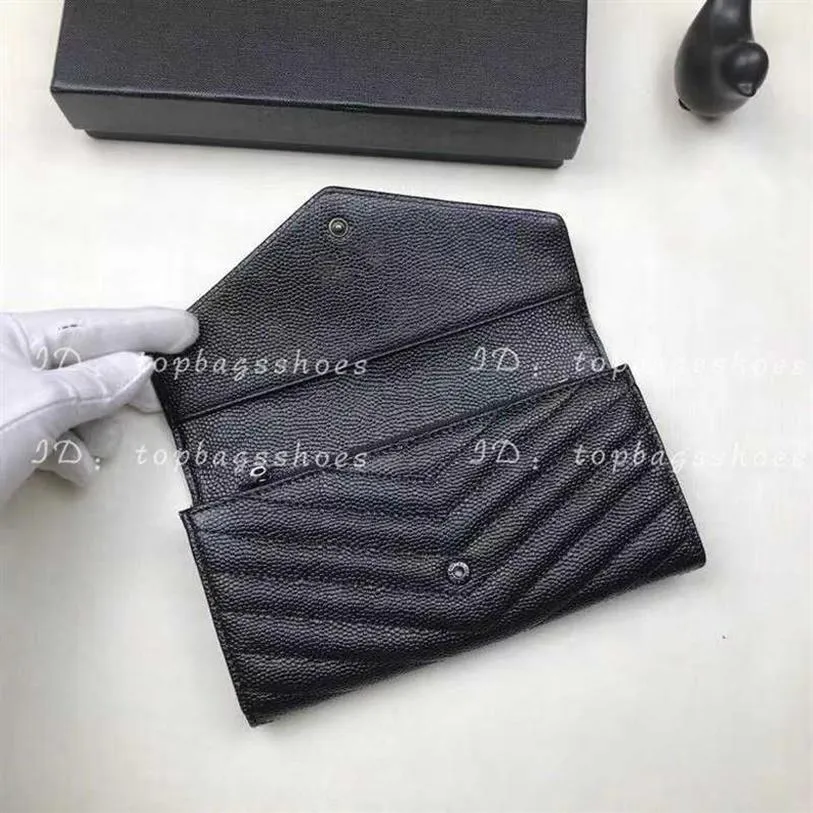 مصممي Luxurys محفظة مبطن عالية الجودة المرأة العلامة التجارية الأصلية للسيدات أزياء أسود الذهب الكافيار بطاقة جلدية حقيقية 297U