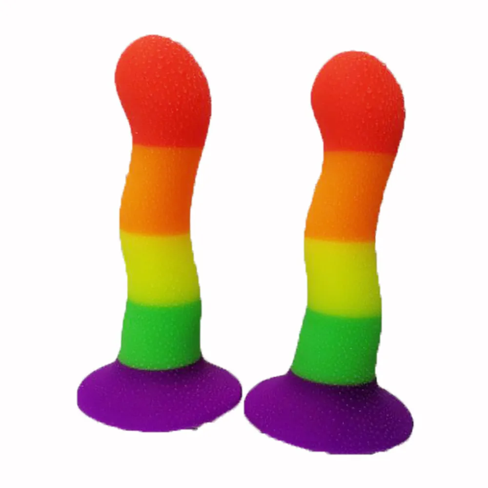 Itens de beleza Rainbow Dildo realista Toys sexy para mulheres Toys gays lésbicas buttplug masturbadores tira na pênis adultos 18 lojas