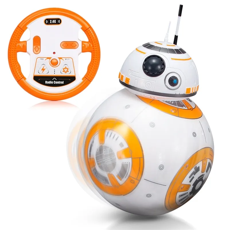 Electric RC Car Fast Delivery Version BB 8 Ball 20 5 CM BB 8 Droid Robot 2 4G Remote Control BB8 Intelligent Action Figure Model Toy 220829