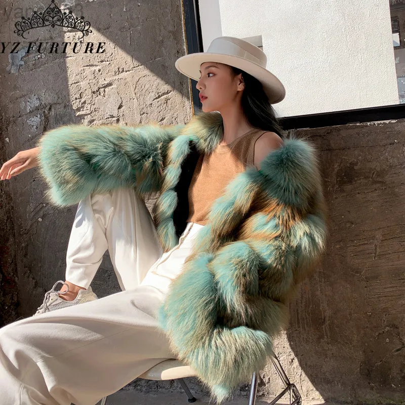 여자 모피 2022 패션 레알 코트 재킷 여성 천연 O-Collar raccon fur coats outerwear streetwear 겨울 따뜻한 L220829