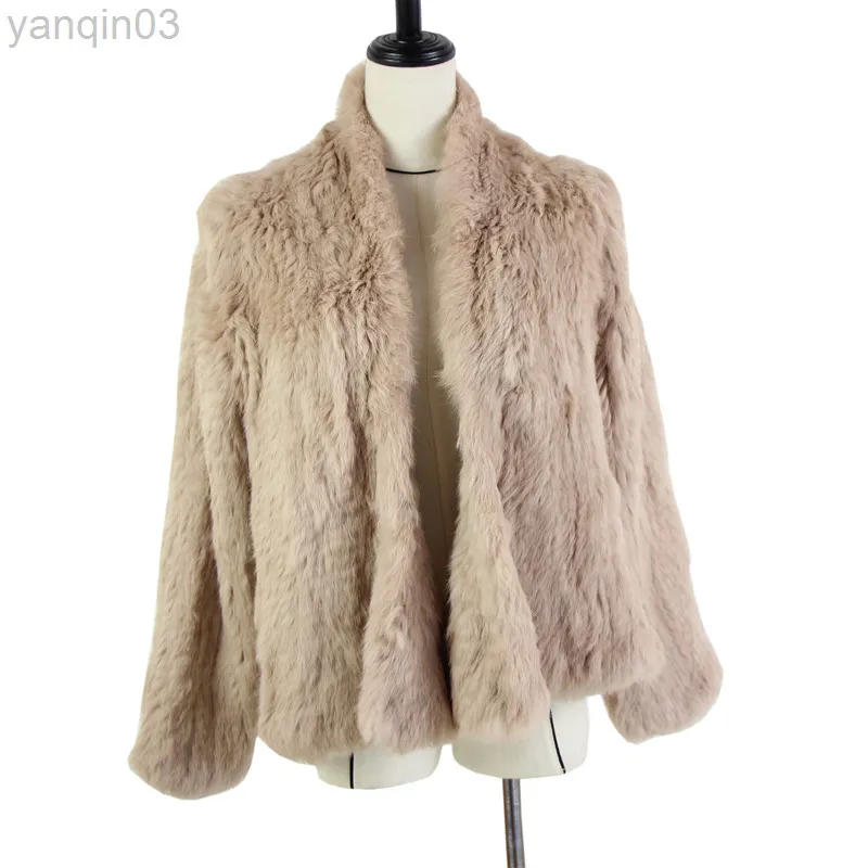 Feminino de peles FAUX 2019 novo casaco esbelto maconha de malha de malha de coelho de coelho/pele raspada L220829