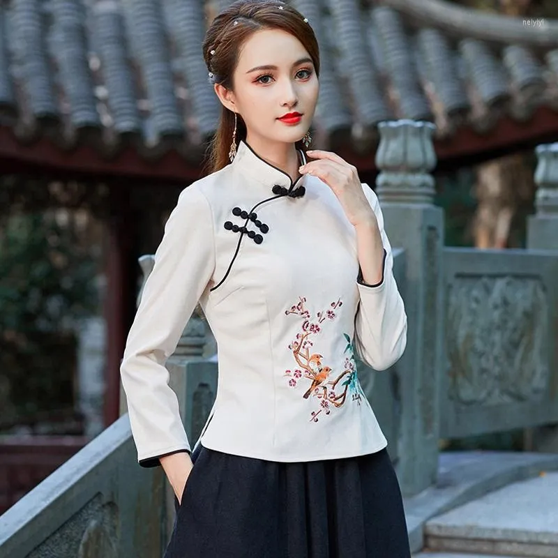 Vêtements ethniques Cheongsam haut 2022 élégant chinois traditionnel pour les femmes chemises broder Tang costume Hanfu hauts 31494