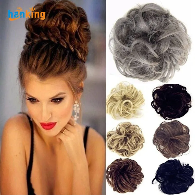 Messy Synthetic Hair Bun Shapers Scrunchie Donut Wavy Updo Elastic Scrunchie Bridal HairPiece Easy Updos For Women Kids H013