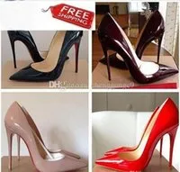 LOUBOUTIN\u52aa CHRISTIAN\u52aa Classic Brand Women Pumps Pointed Toes  Dress Shoes,Designers Black Patent Leather Wedding Par Zeg