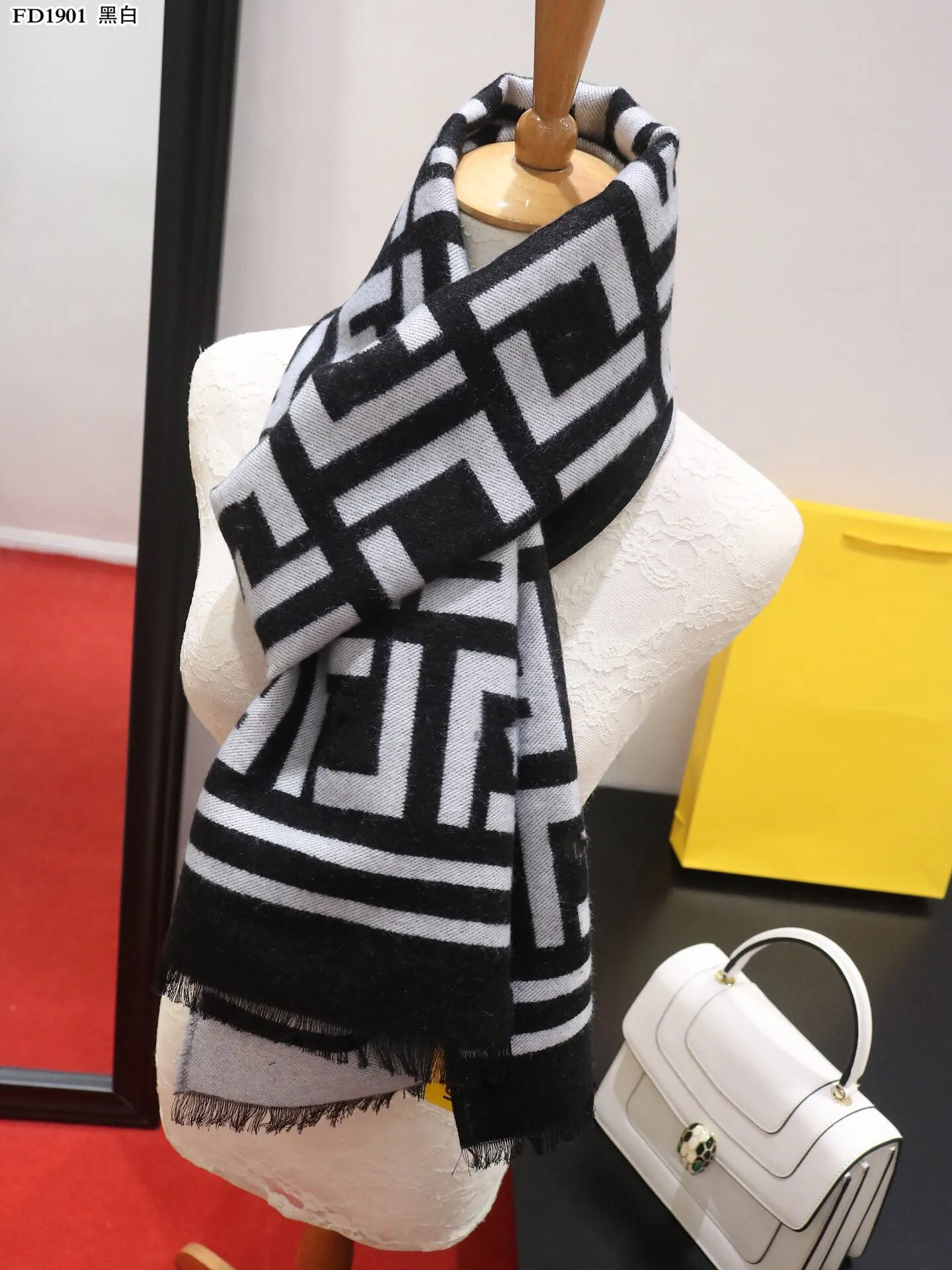 Écharpe en laine tricotée de haute qualité marque de créateur hommes femmes classique longue écharpe noire et rouge