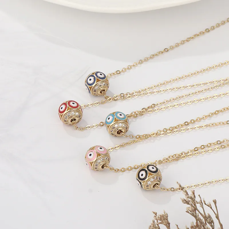 S3160 Fashion Jewelry Evil Eye Necklaces For Women Blue Eyes Bead Pendant Geometry Choker Chain Necklace