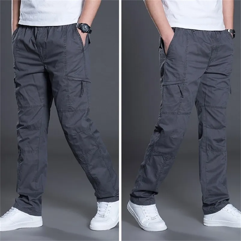 Summer Autumn Fashion Men Pants Casual Cotton Long Straight Jogger Homme Plus size 5xl 6xl Pantaloni piatti per abbigliamento 220719