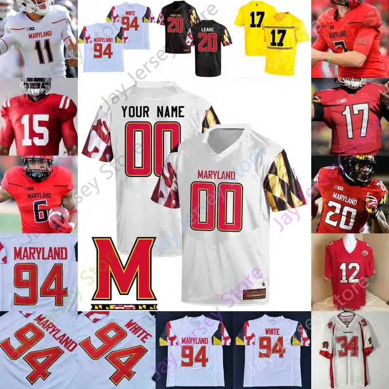 Vêtements de football universitaire américain Football American College Wear Maryland Terrapins Maillot de football NCAA College Josh Jackson McFarland Jr. Keandre Jones Pigrome Mo