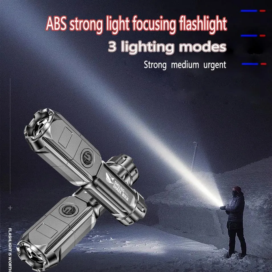 ABS مشرق للغاية تركيز الضوء القوي LED مصباح يدوي في الهواء الطلق المحمولة المنزلية القابلة لإعادة الشحن متعددة الوظائف Luminou المصباح 265V