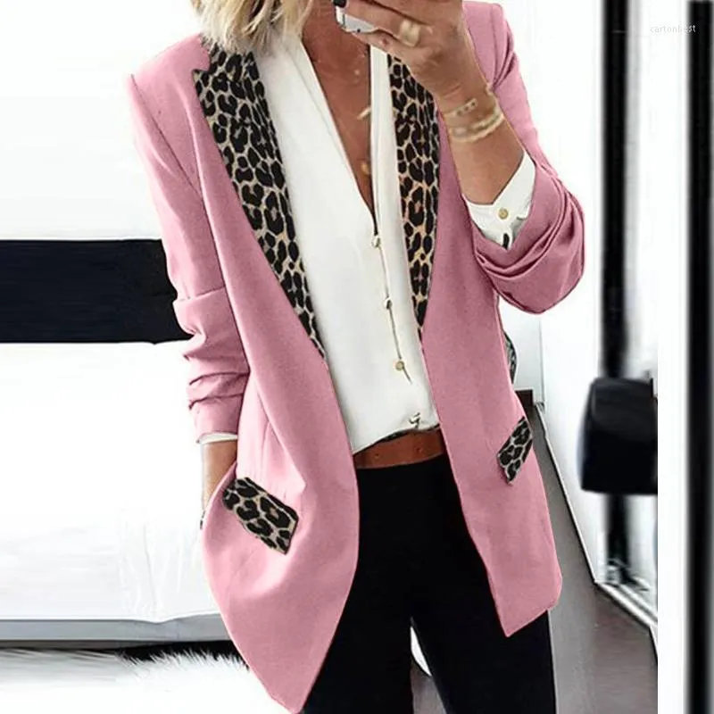 Women's Suits Blazer Autumn And Winter Women's Casual Fashion Leopard Print Long-sleeved Simple Qm