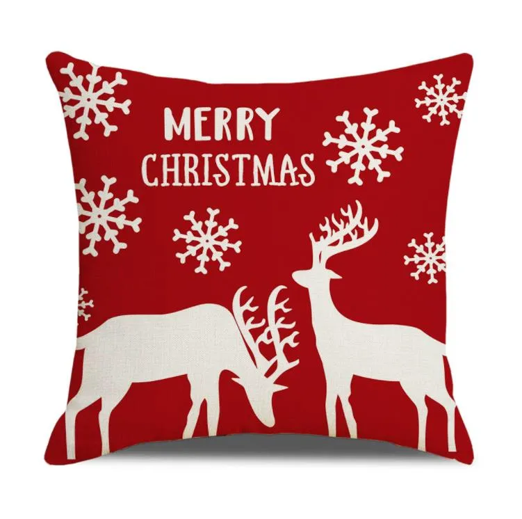 Christmas Pillowcase Santa Pillow Case Snowman Elk Cotton Linen Home Home Sofa Car Decoration SN4823