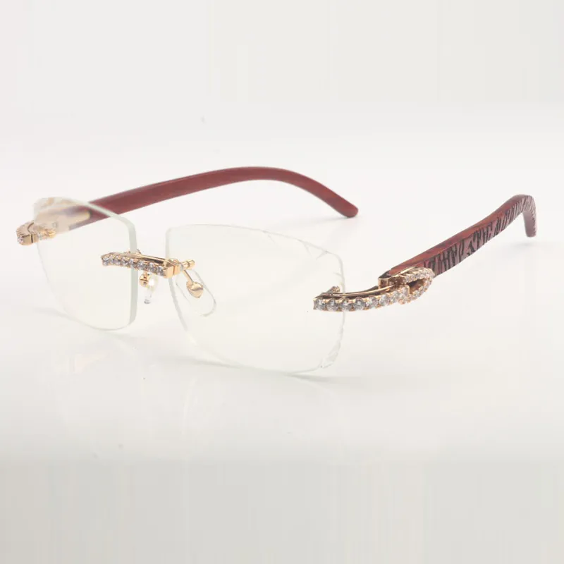 Cornice per occhiali XL Diamond 3524015-B Gambe in legno naturale e lenti trasparenti da 58 mm Spessore 3,0 mm