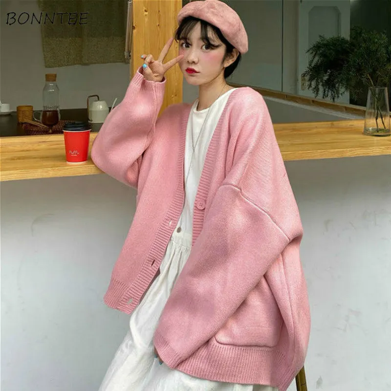 Женские куртки кардиганские женщины весна винтаж милый модный корейский простой простые дамы из трикотажного вклада