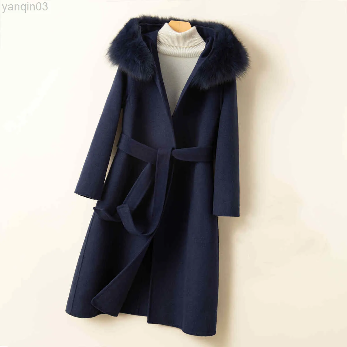 Pelliccia da donna Nuovo prodotto Classico Double Face Lana Donna Cashmere ondulato Cappotto invernale Donna Collo in pelliccia L220829