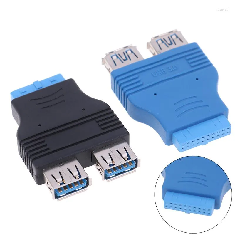 Câbles d'ordinateur Carte mère 2 ports USB 3.0 A femelle à 20 broches Adaptateur de connecteur compatible Taux de transfert de données de 4,8 Gbps