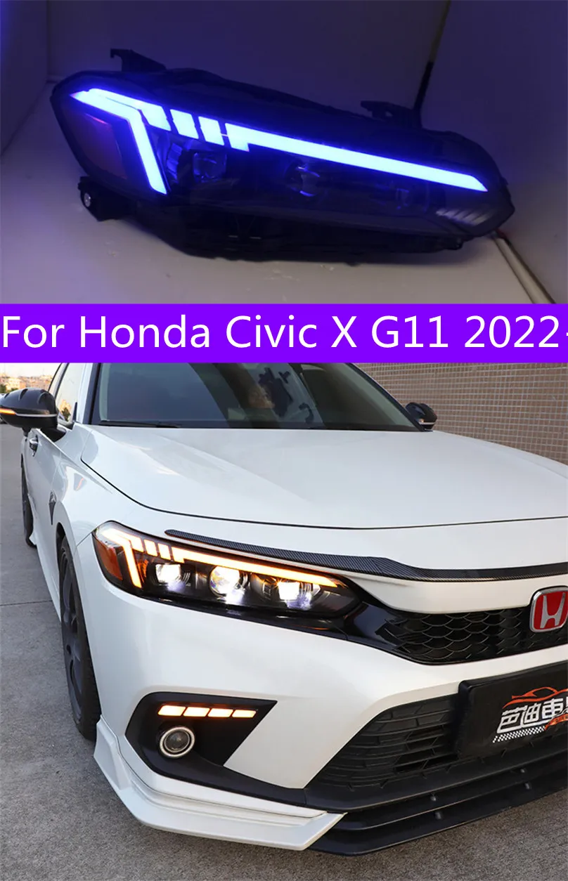 Car Headlights Upgrade For Honda Civic X G11 2022 LED Turn Signal Fog