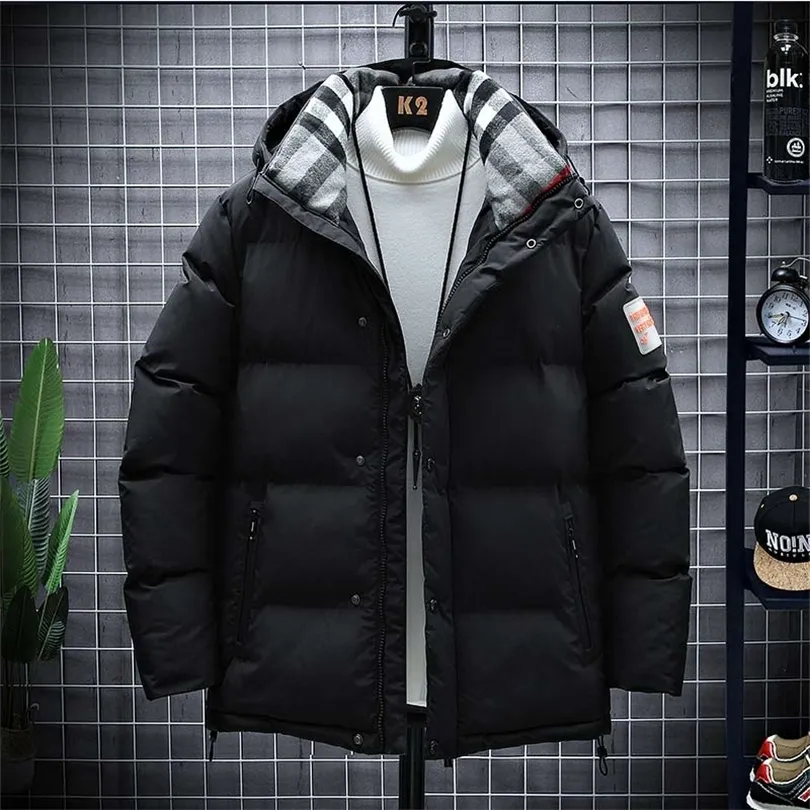 メンズダウンパーカーの男性パッド入りジャケット韓国デジーナー特大の濃厚な黒いアウトウェアカジュアルファッションウォームヘビーコート冬のティーンエイジパフジャケット220829