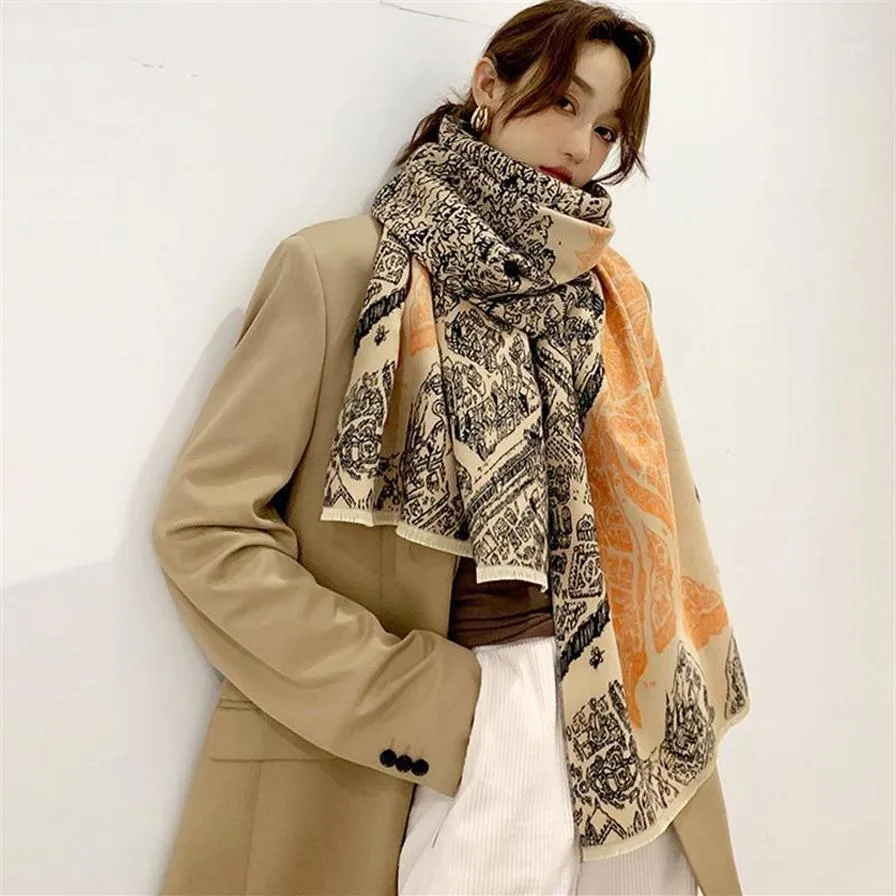 2020 Women Winter Cashmere Warm Warm Orgnves Shicay Print Print Female Shaws chawns and wraps1305y