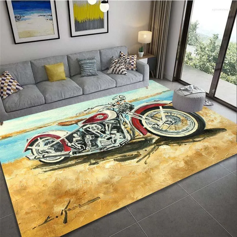 Carpets Retro Motorcycle Area Rug Carpet Moto Fans Non-slip Large Door Step Mat Bathmat For Living Room Bedroom Entrance Home Decoration