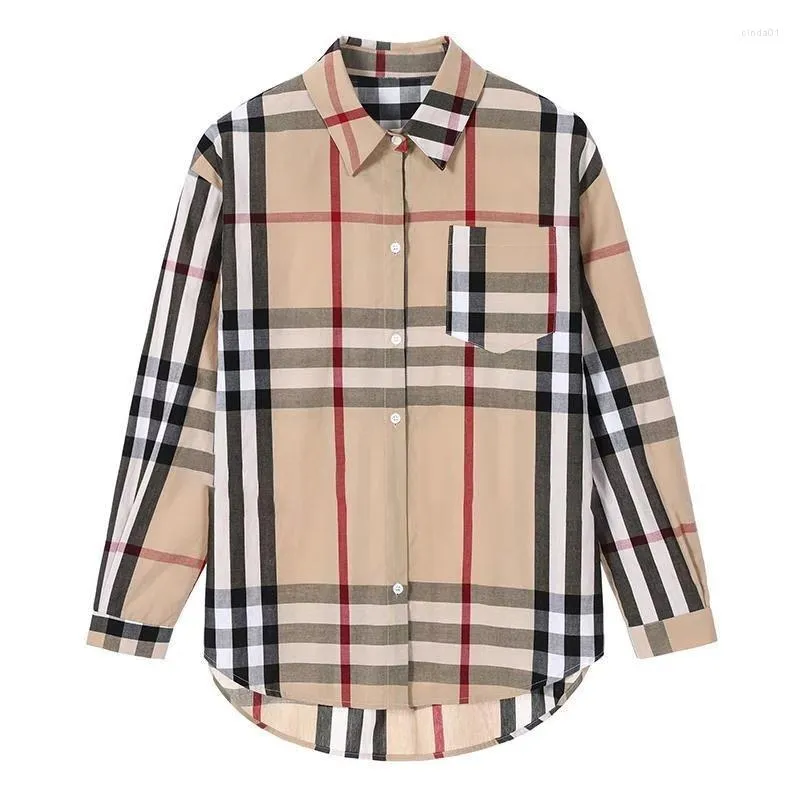 Womens Bluses Shirts Designer 2022Designer Fashion Classic Summer Plaid T-shirt Plus Size Long Sleeve Top 03bf