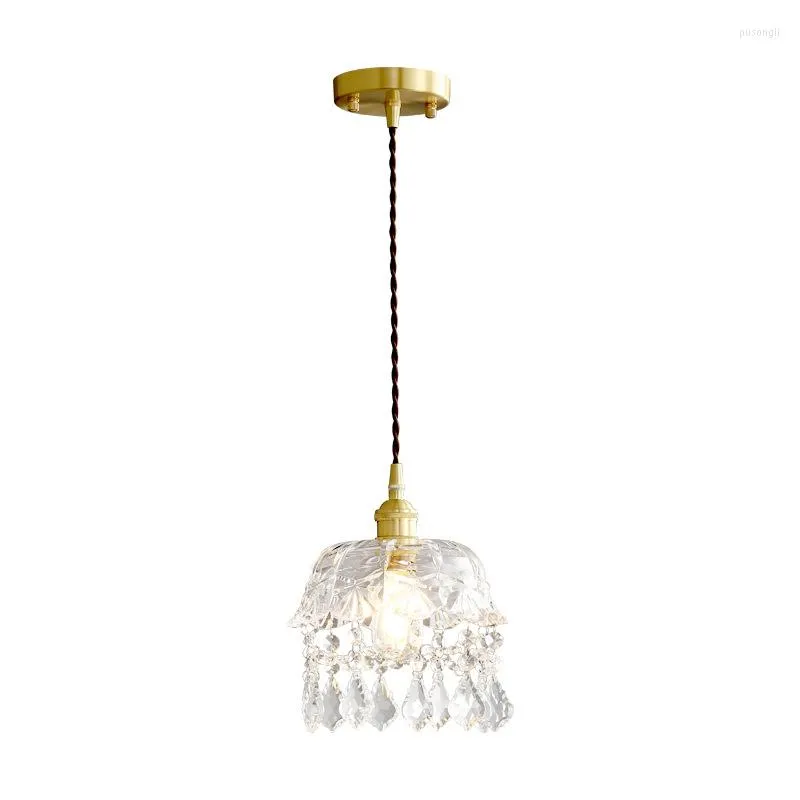 Pendant Lamps Crystal Glass Lamp Living Room Fixtures European Retro Lighting Vintage Single Head