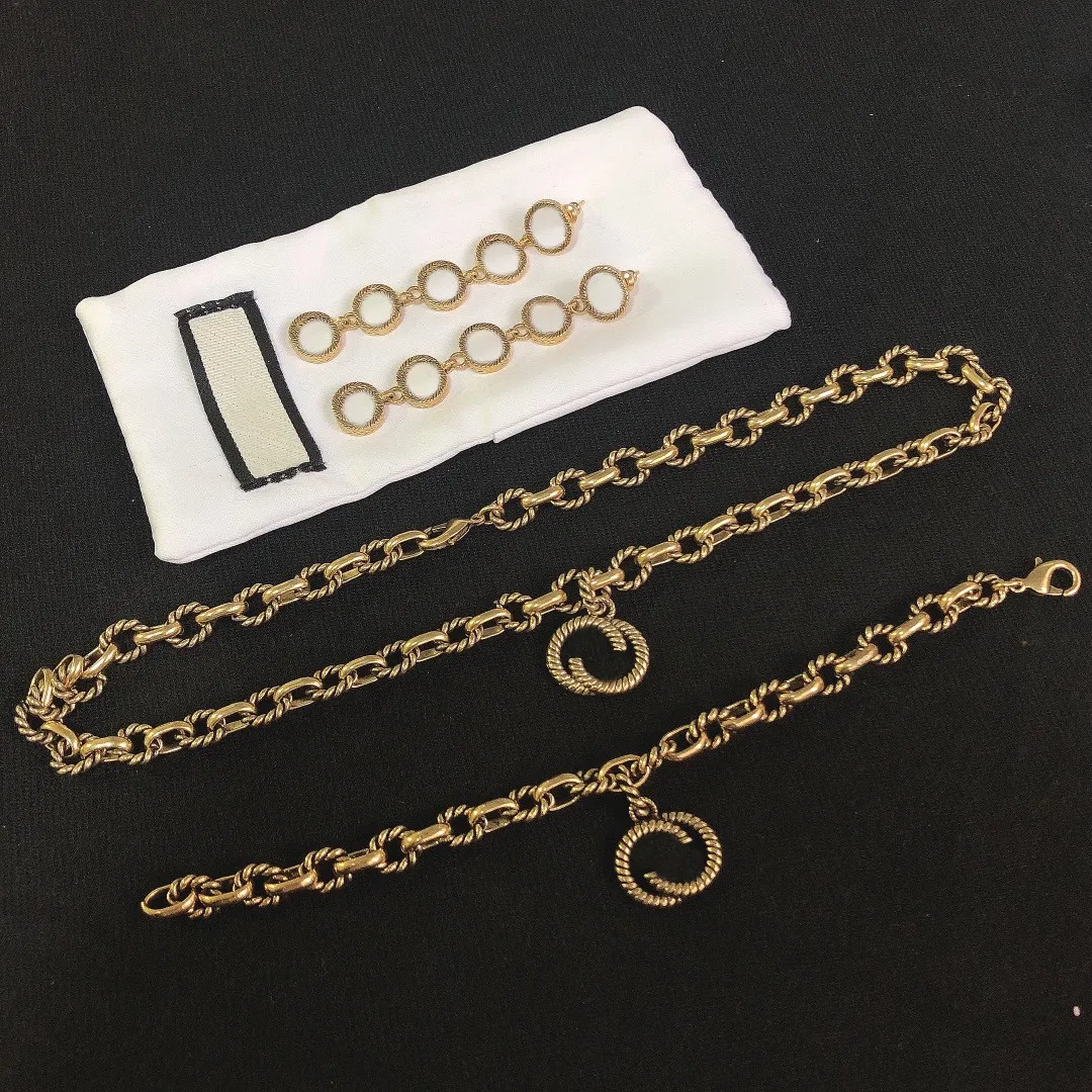 Conjunto moda colar de pinos pulseira dupla letra G personalidade feminina festa de casamento joias de designer de alta qualidade