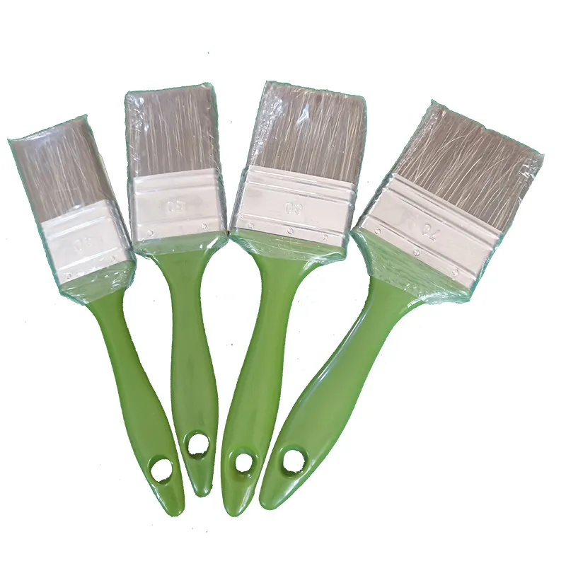 Grün 4 Stcs Pinsel Pinsel Pinsel Pinsel Schüttgut Set Professionelle Werkzeuge mit behandeltem Plastikgriff für DIY -Heimmöbelzäune Deck und Wandverkleidung