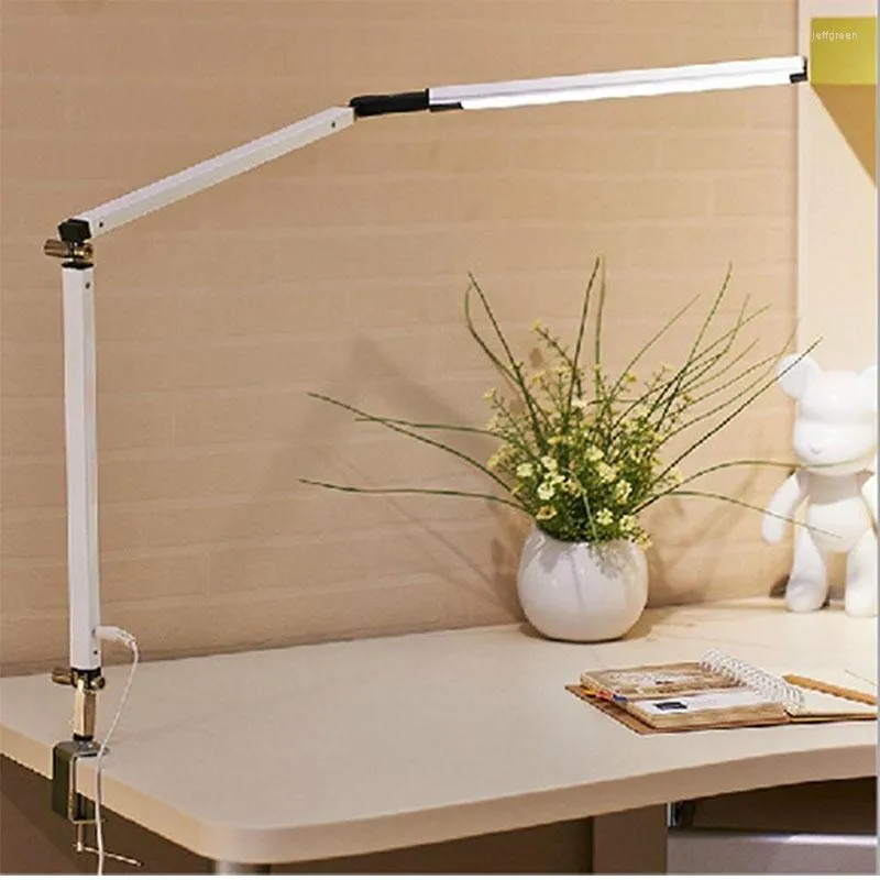 Lampes de table Créativité LED Lampe de bureau Tâche d'architecte Bras pivotant en métal Dimmable avec pince Lampe d'établi hautement réglable