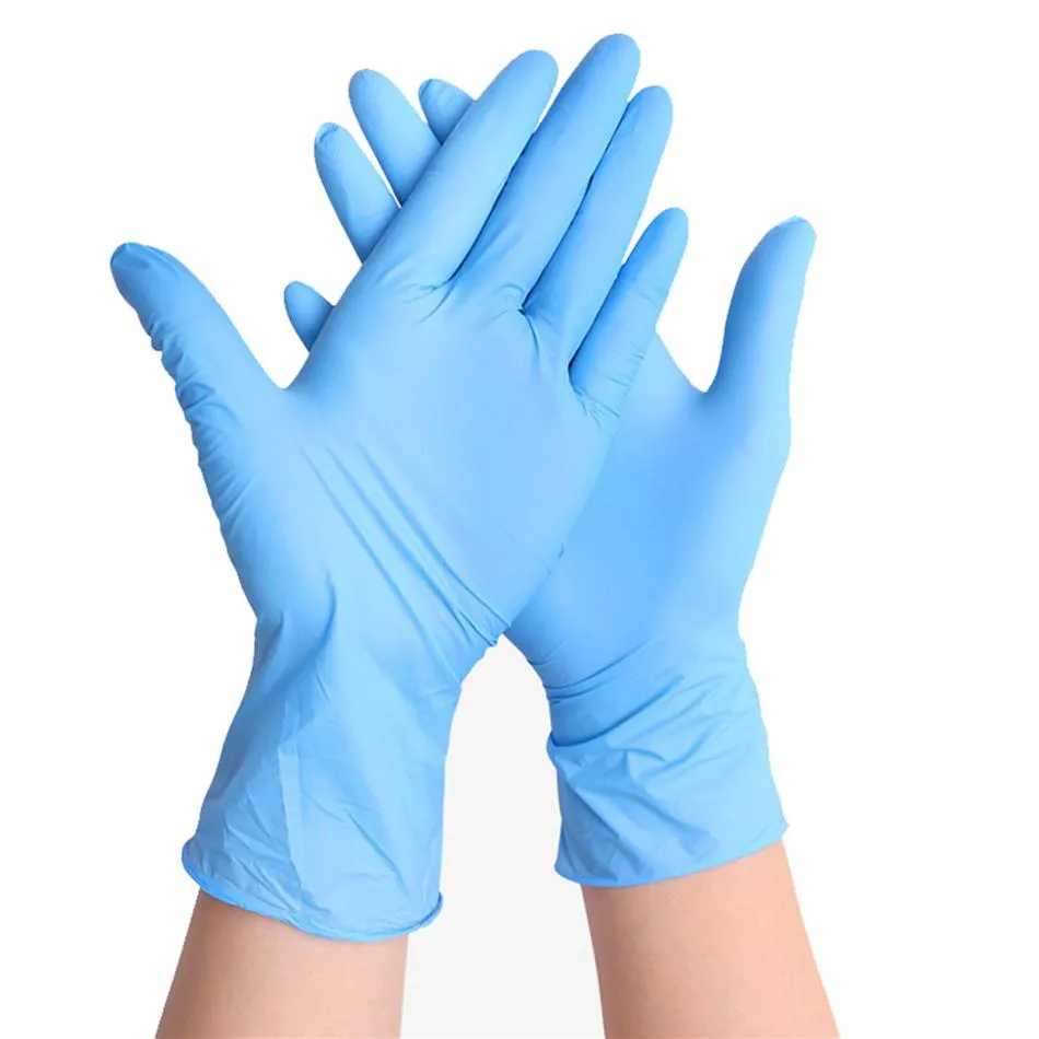 50 100 stks nitril latex wegwerphandschoenen voor keuken Home Garden Huishoudelijk Reiniging Rubberen Handschoenen Vaatwassing Zwart Witblauw 201103284T
