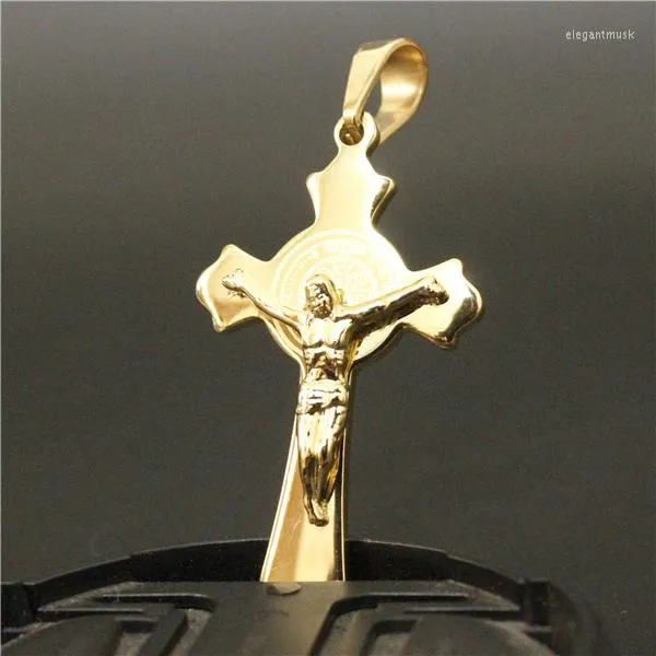 Pendant Necklaces Cool 2-layer Cross Jesus Stainless Steel Polishing Bible And