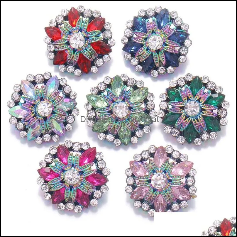 Klamry haczyki noosa poszycie olśniewające guziki krążkowe rhinestone dopasuj DIY 18 mm Button Bransoletka Naszyjka Kobiety Mengif Dhseller2010 DHFS7