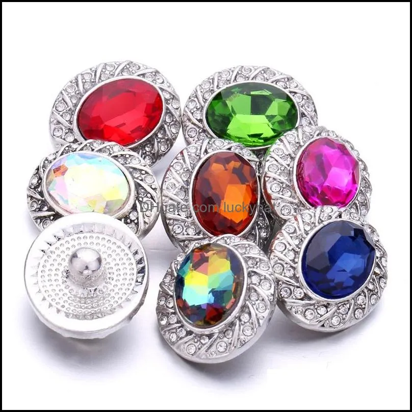 Klamry Haczyki Radiant Rhinestone Oval 18 mm Snap Button Zapięcie Wspaniały cyrkon Sier Kolor Metal Lover Charms for Sn Dhseller2010 Dhldw