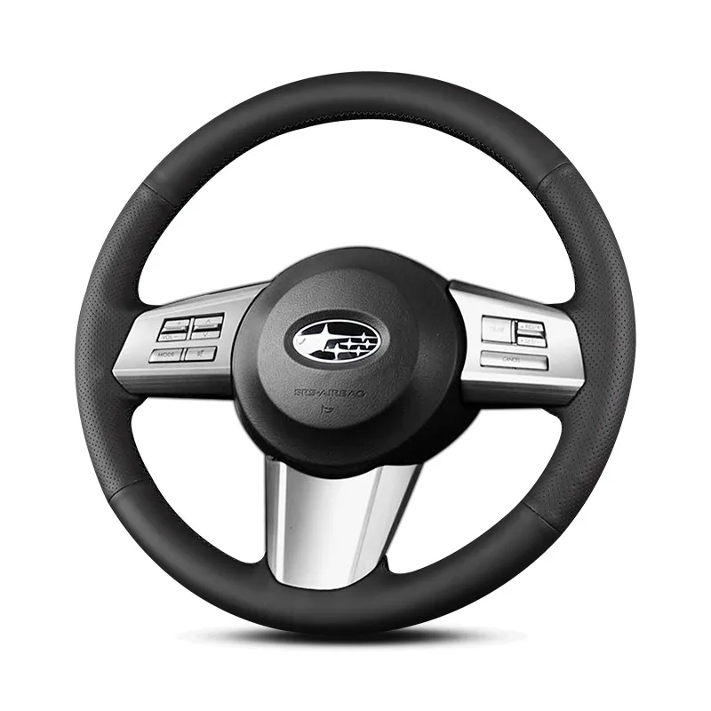 Custom Hand Sewn Black Leather Mazda Steering Wheel Cover For 2010 2012
