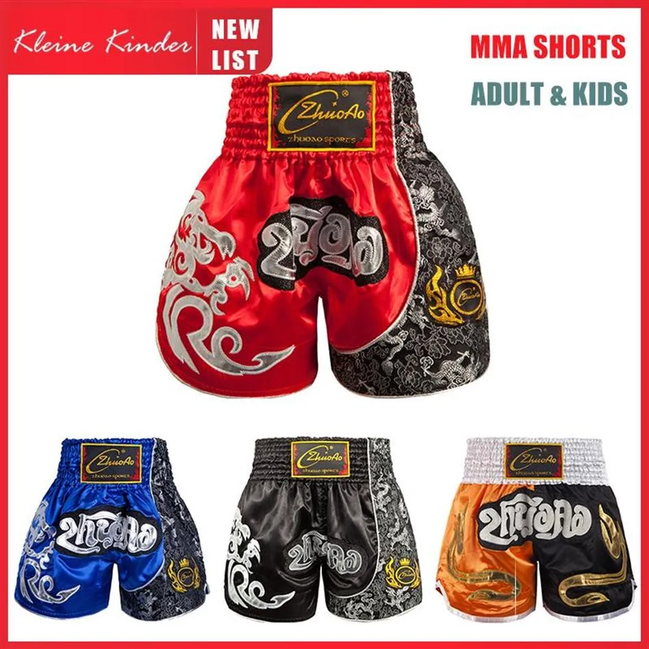 Boks Trunks Shorts for Thai Children Muay Short Crossfit Pants Men Men Bjj Sports Kickboxing Kids Tiger Boxe Ubranie 2393