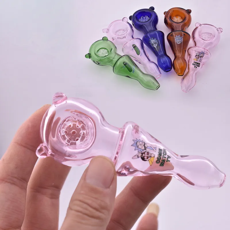 Smoking pipe wholesale snowflake Screen filter Slide glass spoon pipe colorful Cucumber tobacco dry herb pipes