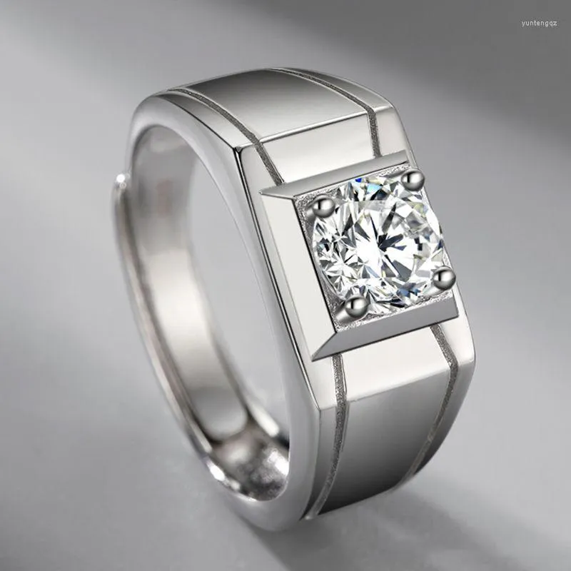 Anéis de casamento requintados moissanite zircão dominante, significativo anel de cor prata plated platinum luz jóias de luxo presente