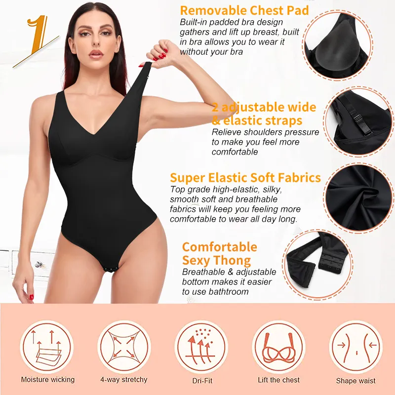 Women Post Surgery Slim Bodysuit Full Body Shaper Cincher Built In