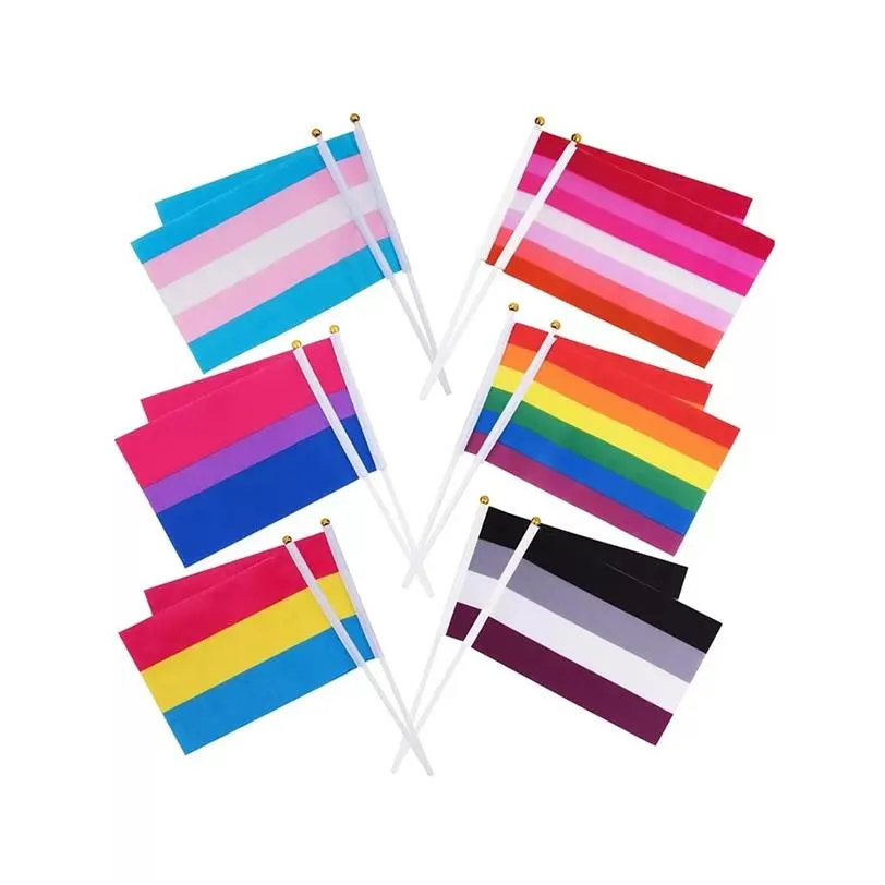 Rainbow Pride Flag Peque O Mini Banner De Mano De Mano Stick Gay Lgbt