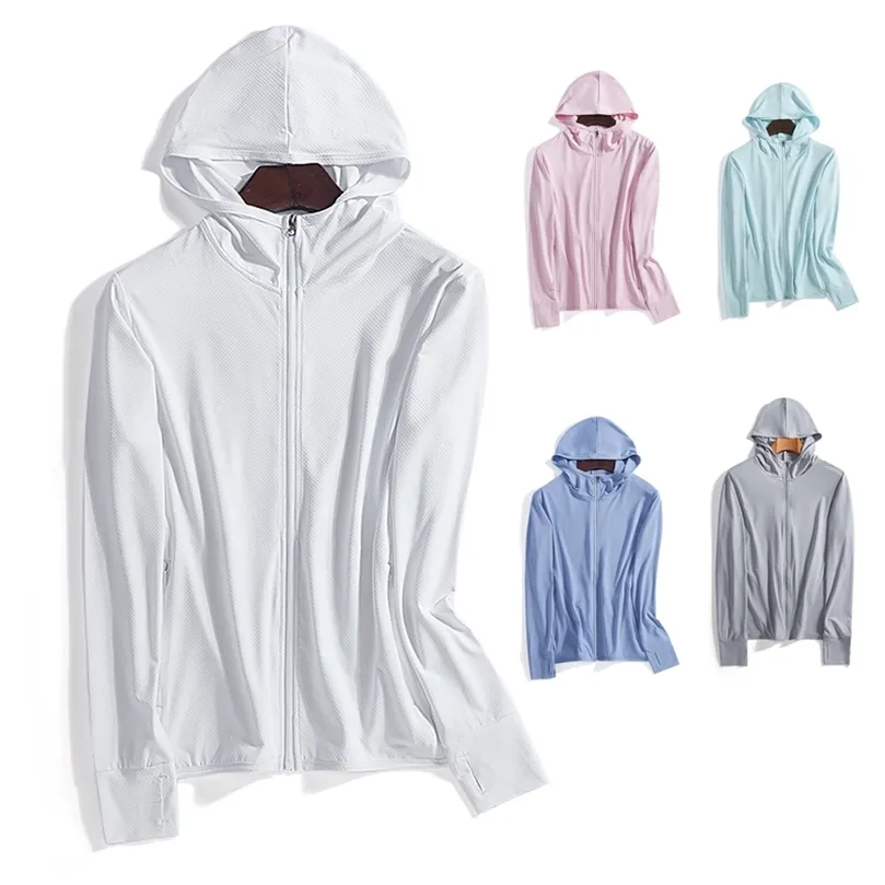 UPF 50 UV Sun Protection Zip Up Hoodie For Women And Men Long