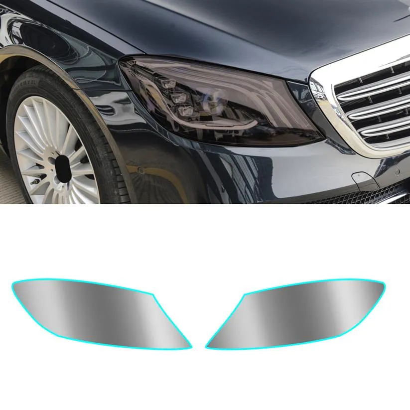 بالنسبة لـ Mercedes-Benz S-Class W222 W223 2014-2021 Car Headlight Tint Black Protective Film Film TPU Vinylicer Accessories 2379