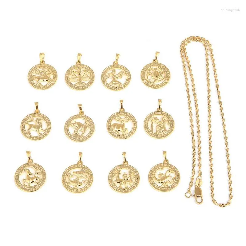 Pendentif Colliers 12 Pcs Douze Constellations Pour Femmes Fille Or Couleur À La Mode Horoscope Signe Étoile Bijoux Cadeau