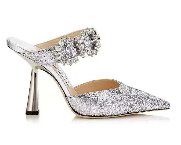 AMINA SHOES SLingback Pumpar High Heel Perfekt officiell kvalitet Begum Crystal-embelled PVC Muaddi RESTOCKS Begum PVC Slingbacks 9cm 35-42 med låda