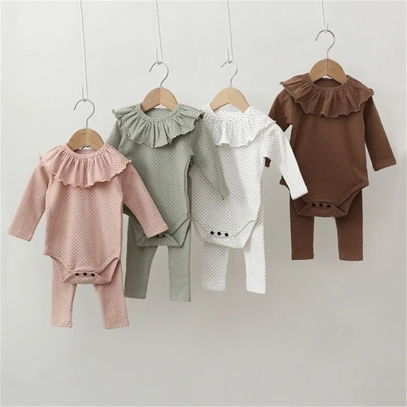 Clothing Sets 3PCs Baby Girls Clothes Sets Long Sleeve Baby Bodysuits Pants Bibs Polka Dot Spring Autumn Baby Girl Pajamas born Outfits 220830