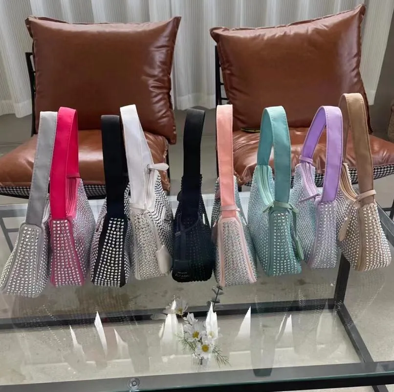 Designer klassische Umhängetaschen Luxus Kristall Frauen Handtaschen Mode Freizeit Halbmond Achselpaket Leinwand Reißverschluss Handtasche Brieftasche