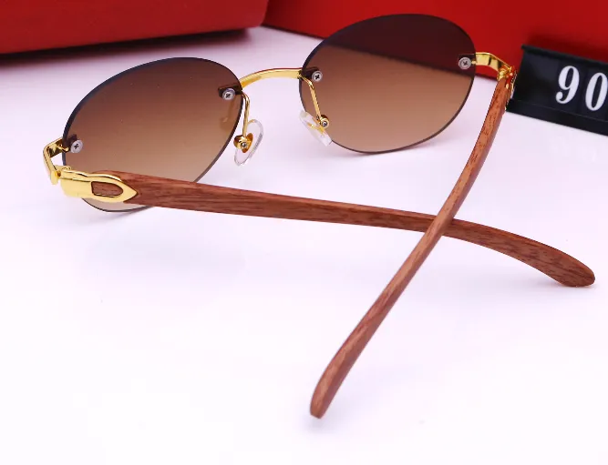 Lunettes de soleil ornementales polarisées Nouveau Rectangle de cadre en bois de mode