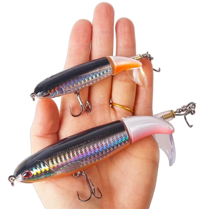 낚시 고리 Gobygo 1pcs Whopper Popper 10cm14cm 낚시 미끼 인공 미끼 하드 부드러운 회전 테일 낚시 태클 Geer Pesca 220830